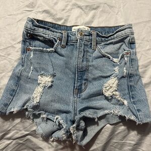 Abercrombie & Fitch Blue Ripped Jean Shorts